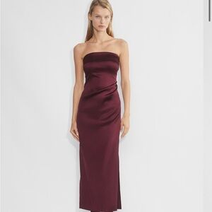 Aritzia Strapless Burgundy Dress